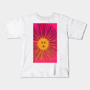 Sun Sunrise Pink And Orange Vintage Boho Sunshine Kids T-Shirt